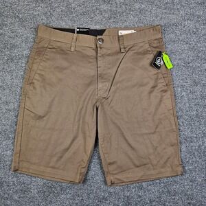 Volcom Frickin Modern Straight Chino Shorts Men's 36‎ Brown 10" Inseam NEW